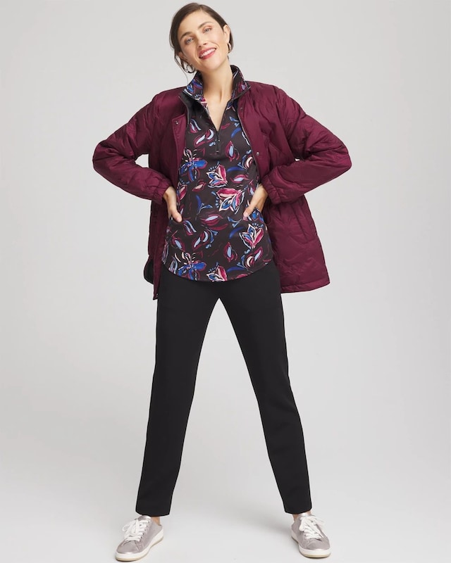 Zenergy UPF Floral Half-Zip Pullover Top - image 2
